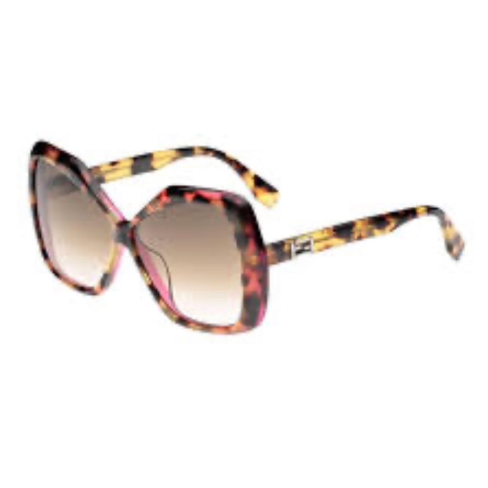 Fendi Havana Oversized Cranberry and tortoiseshell Sunglasses